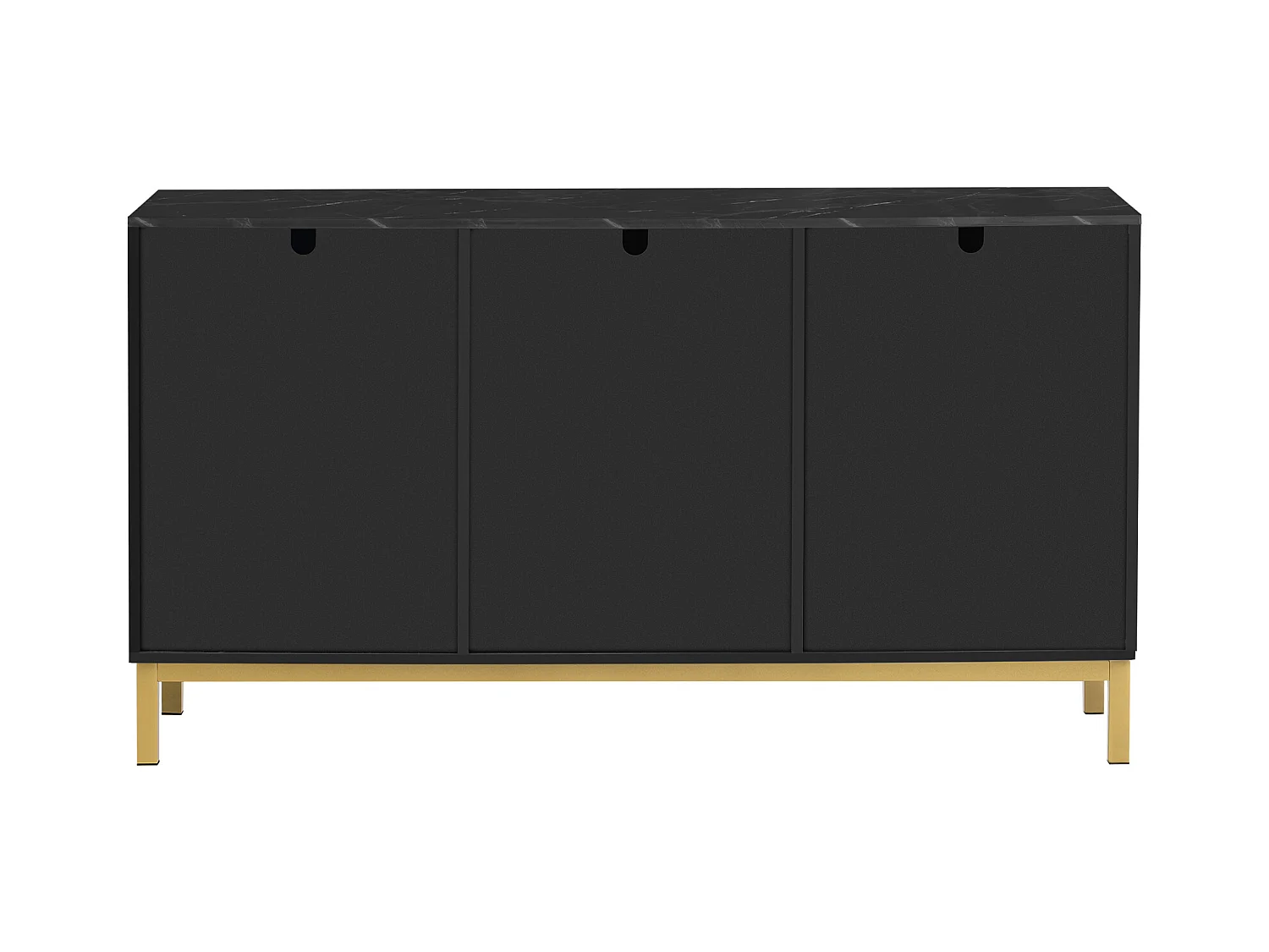 Buffet moderne avec 3 portes - 140 x 40 x 80 cm - MDF - pour salon ou cuisine - Noir et or