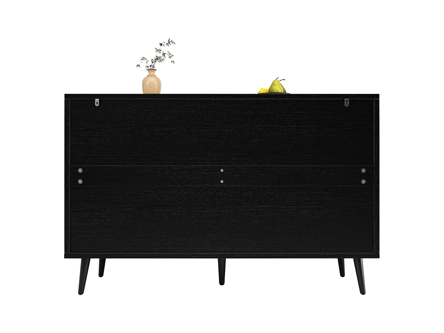 Aparador moderno con 4 puertas talladas - 120 x 35 x 78 cm - MDF - para comedor y salón, Negro