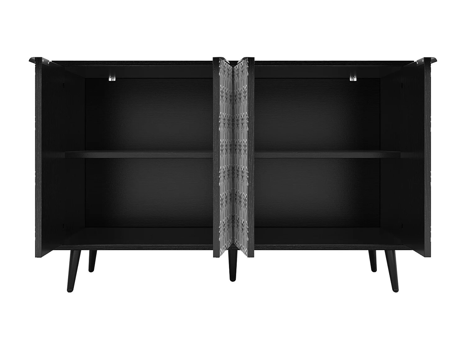 Buffet moderne avec 4 portes sculptées - 120 x 35 x 78 cm - MDF - pour salle à manger et salon, Noir