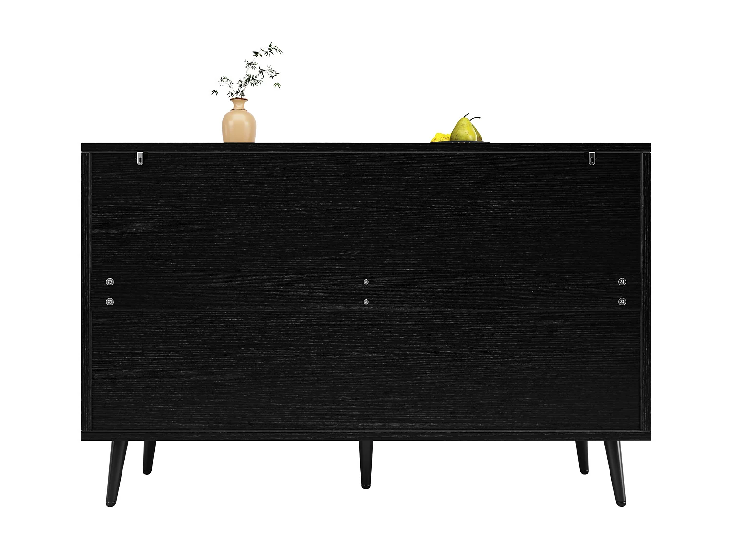 Buffet moderne avec 4 portes sculptées - 120 x 35 x 78 cm - MDF - pour salle à manger et salon, Noir