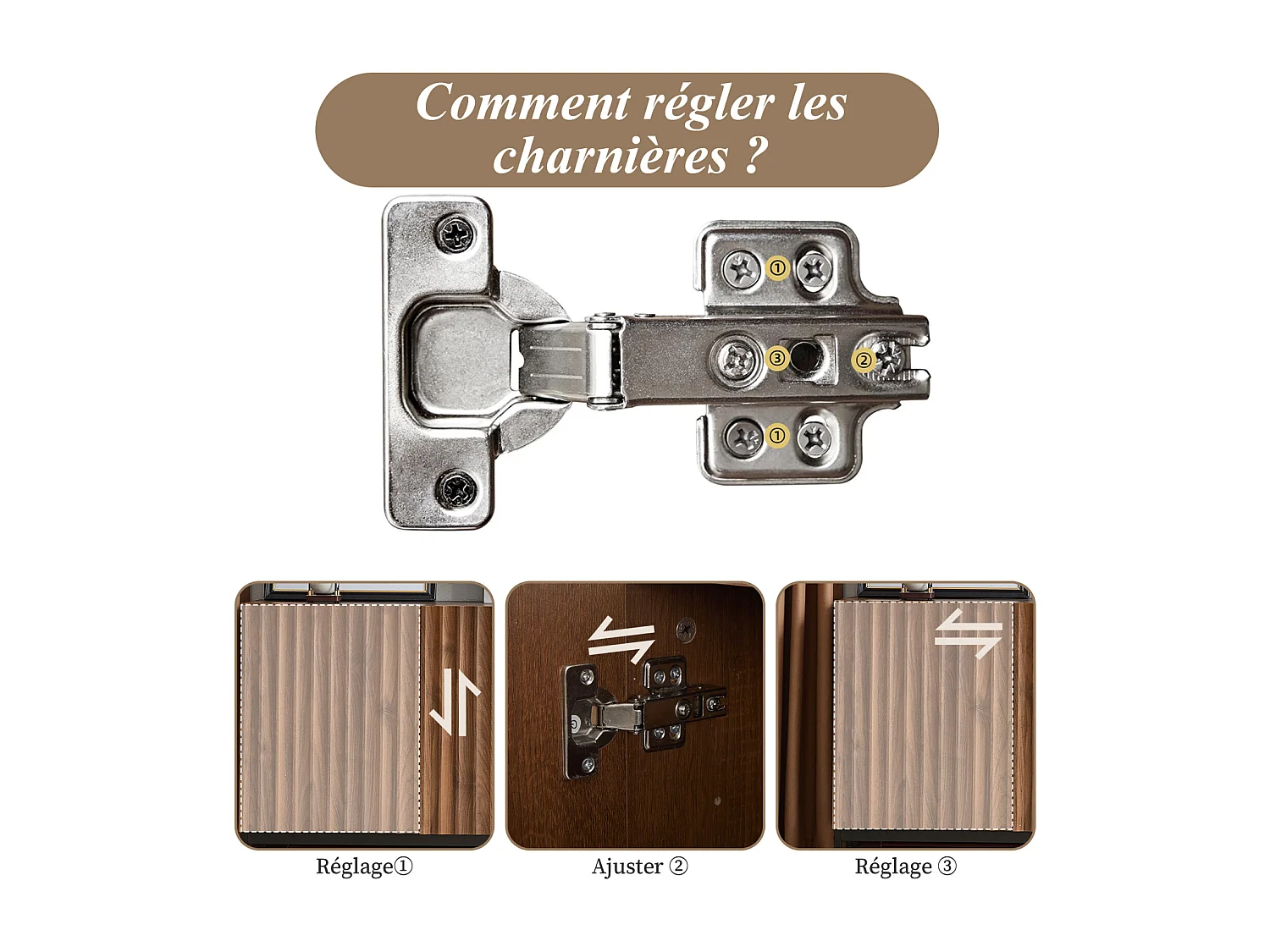 3-deurs dressoir - Donker geaderd eikenhout - Voor woonkamer, eetkamer - 150 x 40 x 80 cm