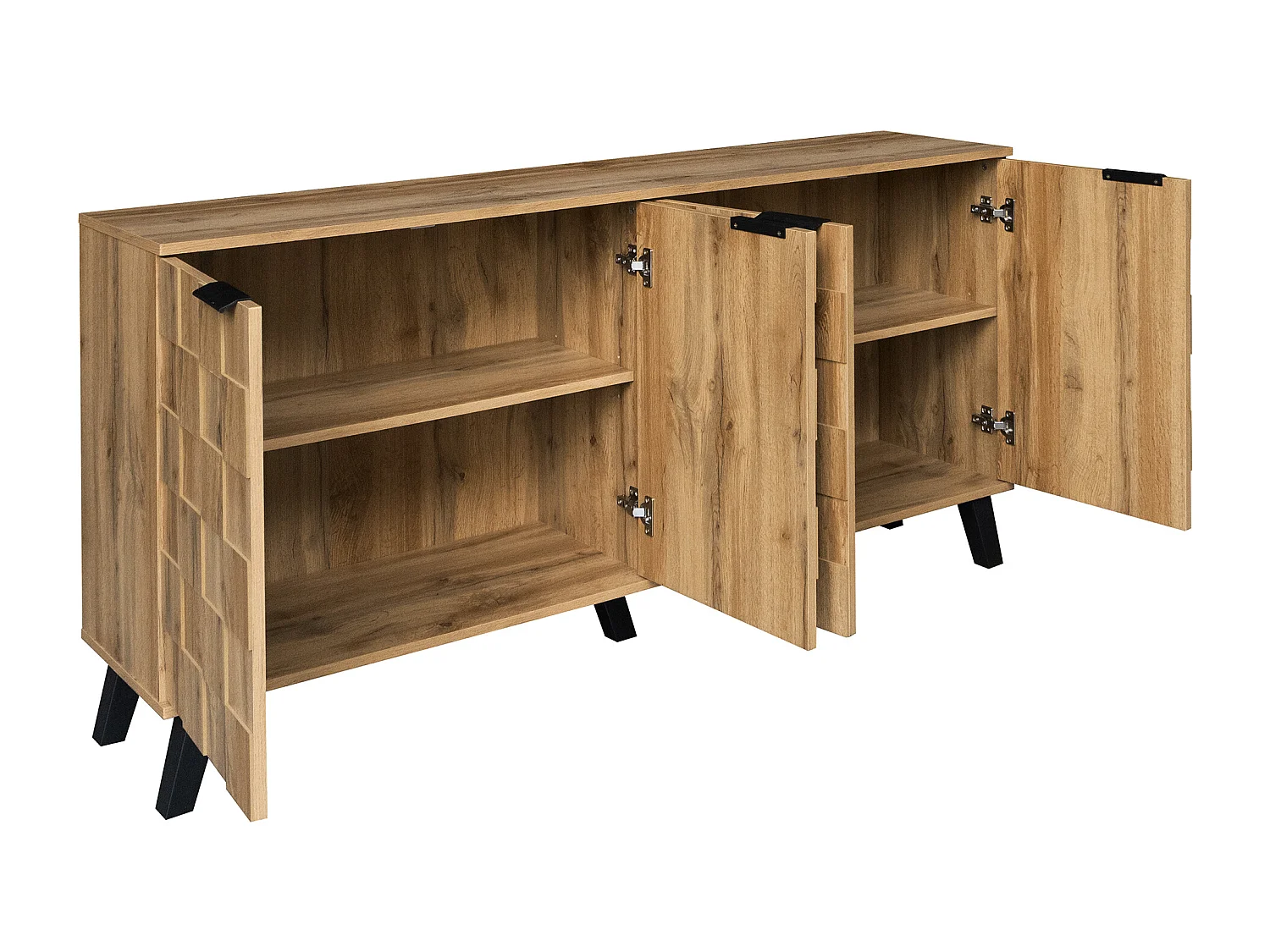 Buffet Salon avec 4 Portes, Armoire de Salon avec Pieds d'Armoire en PVC