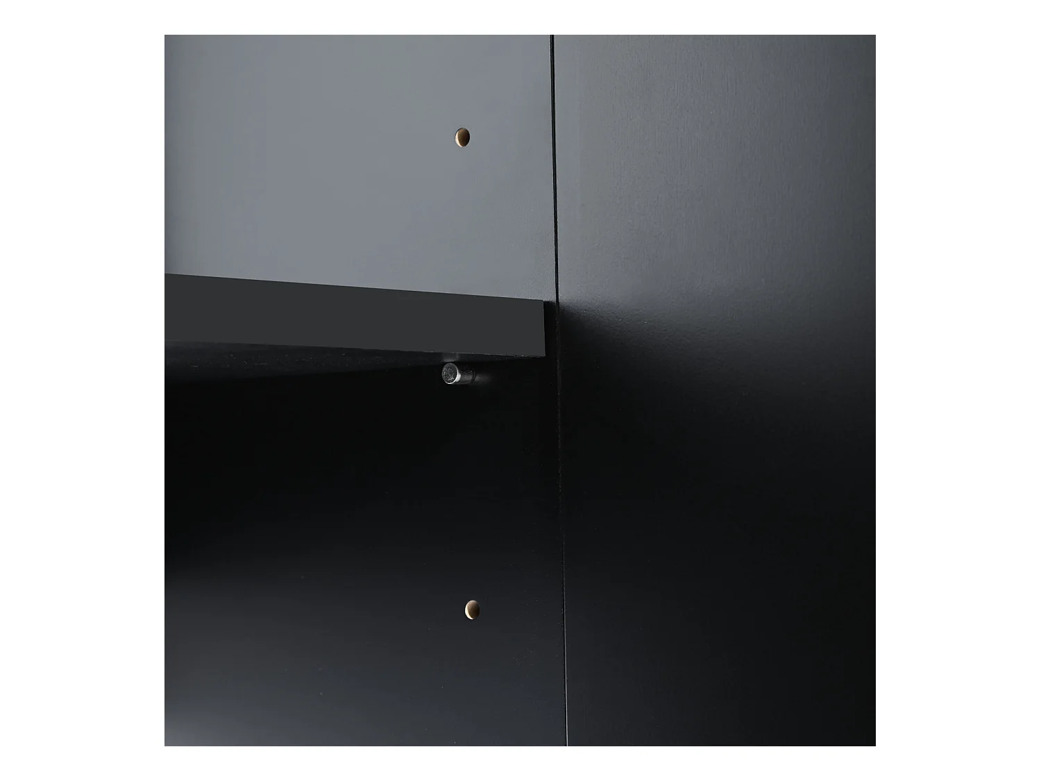 Buffet strié 4 portes - style moderne - Noir - 150 x 40 x 86 cm -  pour salle à manger, salon