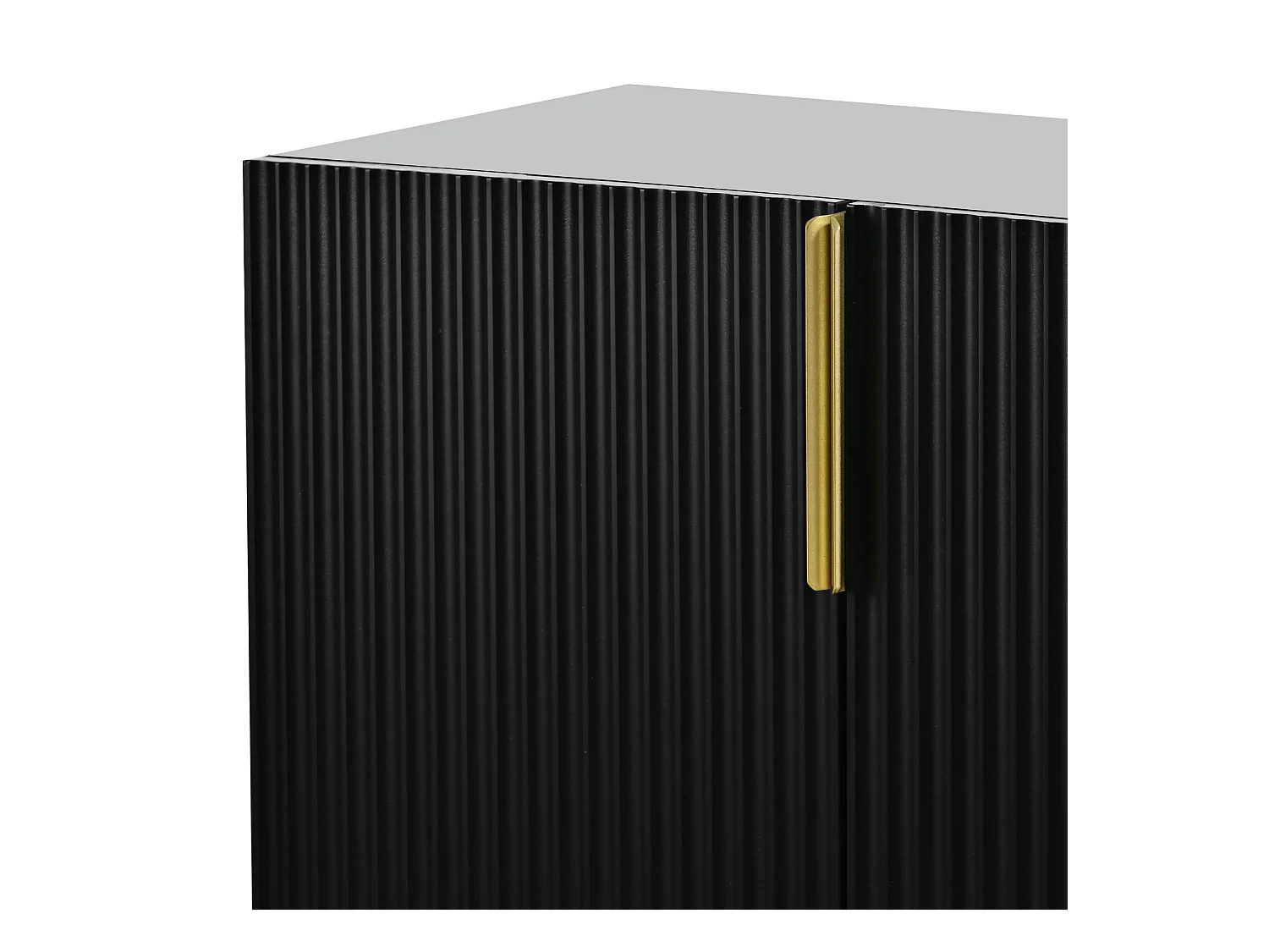 Buffet strié 4 portes - style moderne - Noir - 150 x 40 x 86 cm -  pour salle à manger, salon