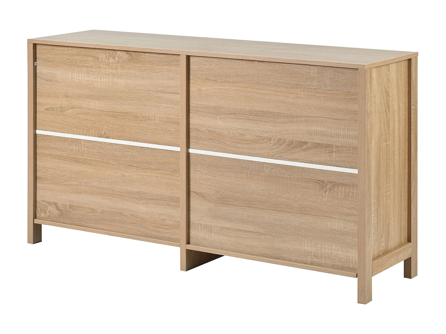 Buffet avec 4 portes en rotin - 145 x 40 x 80 cm - avec étagères réglables - coloris naturel