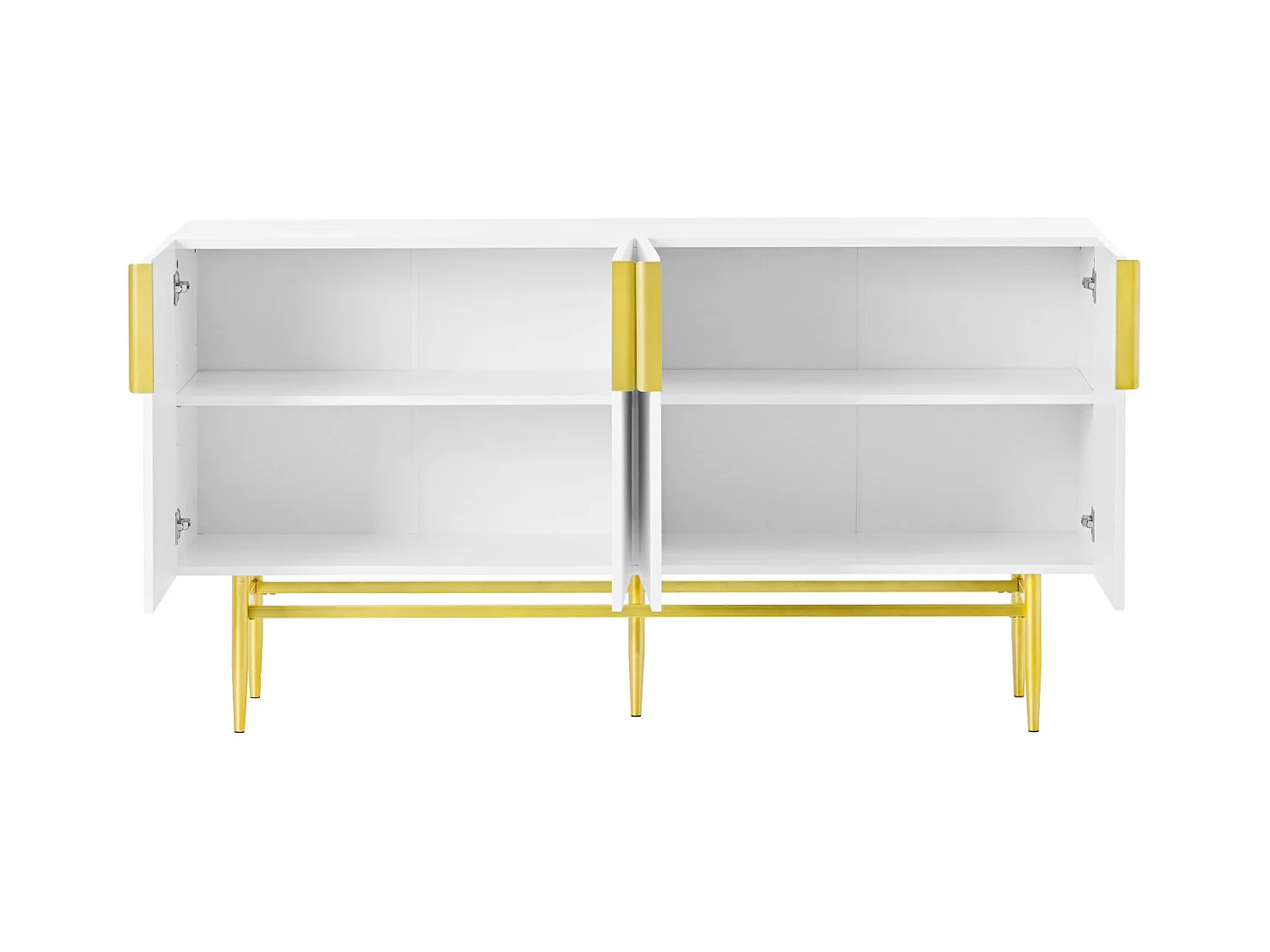 Buffet strié 4 portes - style moderne - blanc - 150 x 40 x 86 cm -  pour salle à manger, salon