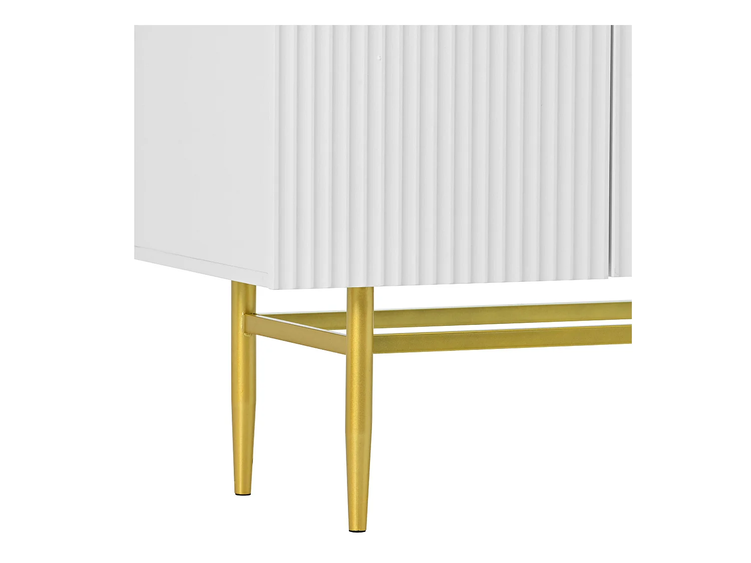 Buffet strié 4 portes - style moderne - blanc - 150 x 40 x 86 cm -  pour salle à manger, salon