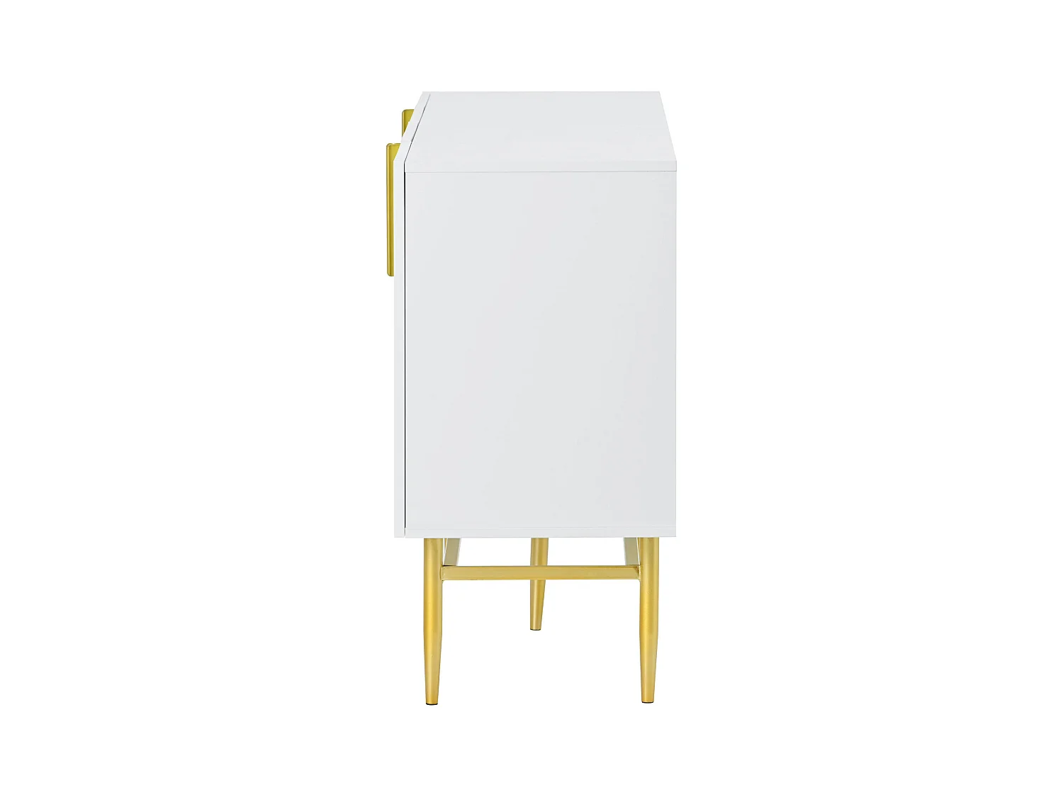 Buffet strié 4 portes - style moderne - blanc - 150 x 40 x 86 cm -  pour salle à manger, salon