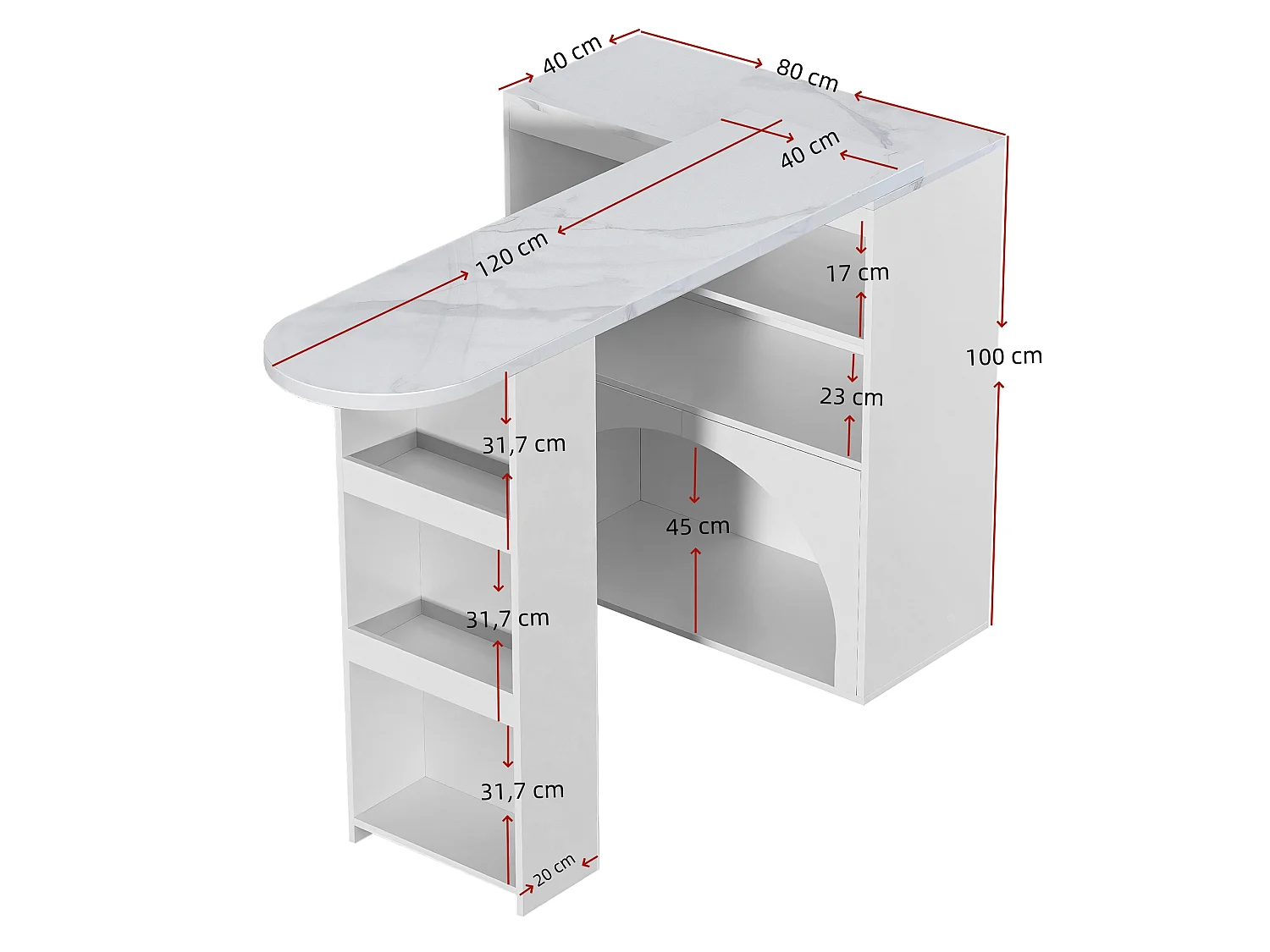 Mesa de jantar extensível e mesa de bar alta giratória 120(+80)×40×100 cm com espaço para animais de estimação