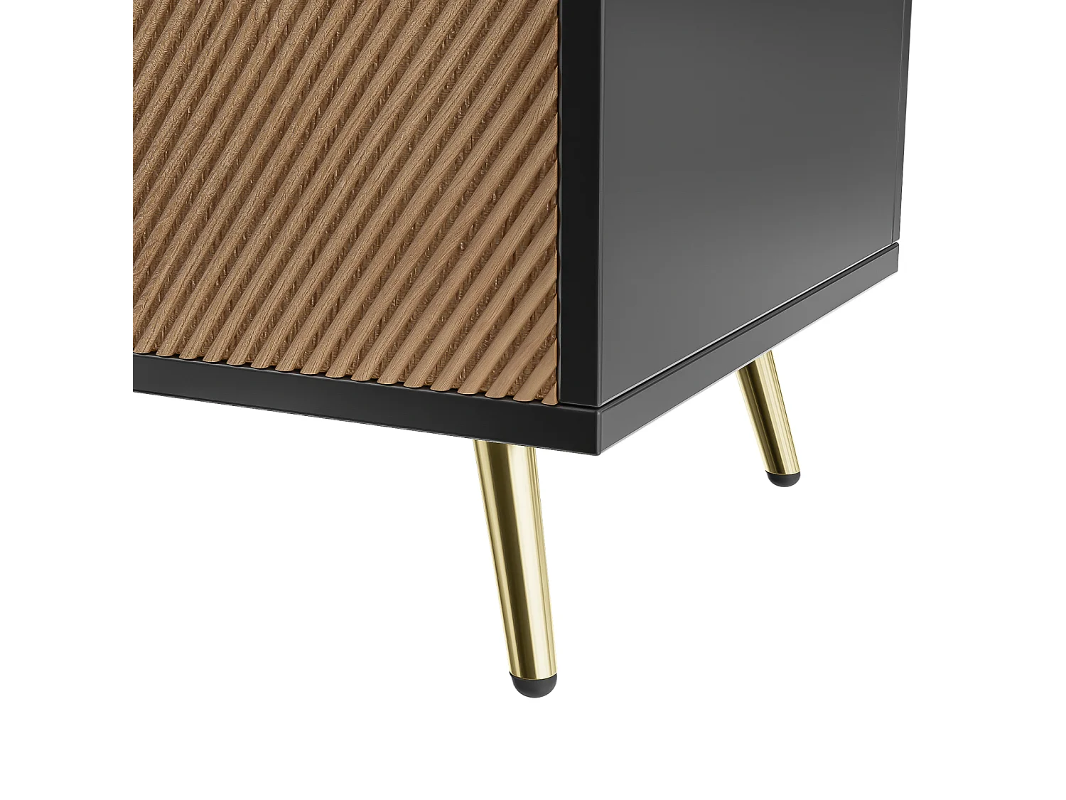 Dressoir, met 4 deuren, geborstelde gouden handgrepen en glanzende tafelpoten, zwart