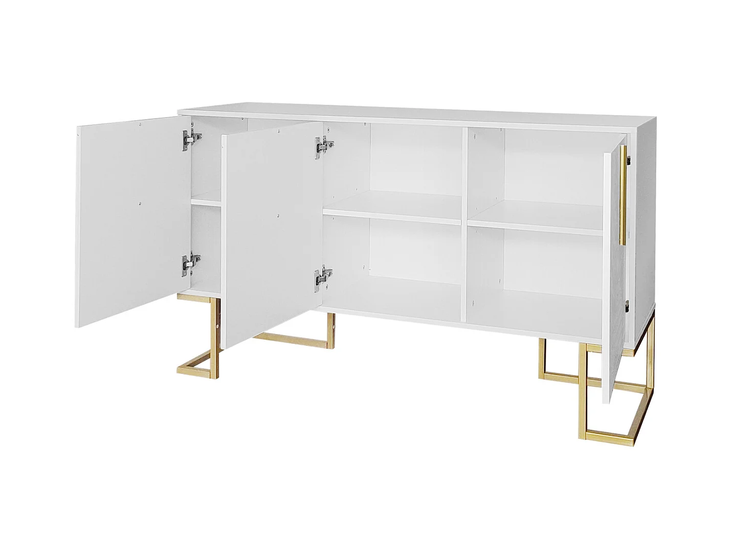 Buffet moderne à 3 portes avec étagères réglables, portes d'armoire en U, 138 x 40 x 80 cm, blanc