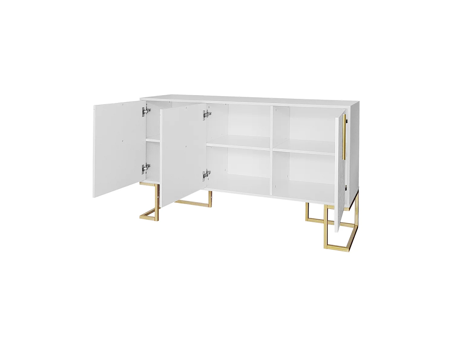 Modern 3-deurs dressoir met verstelbare planken, U-vormige kastdeuren, 138 x 40 x 80 cm, wit
