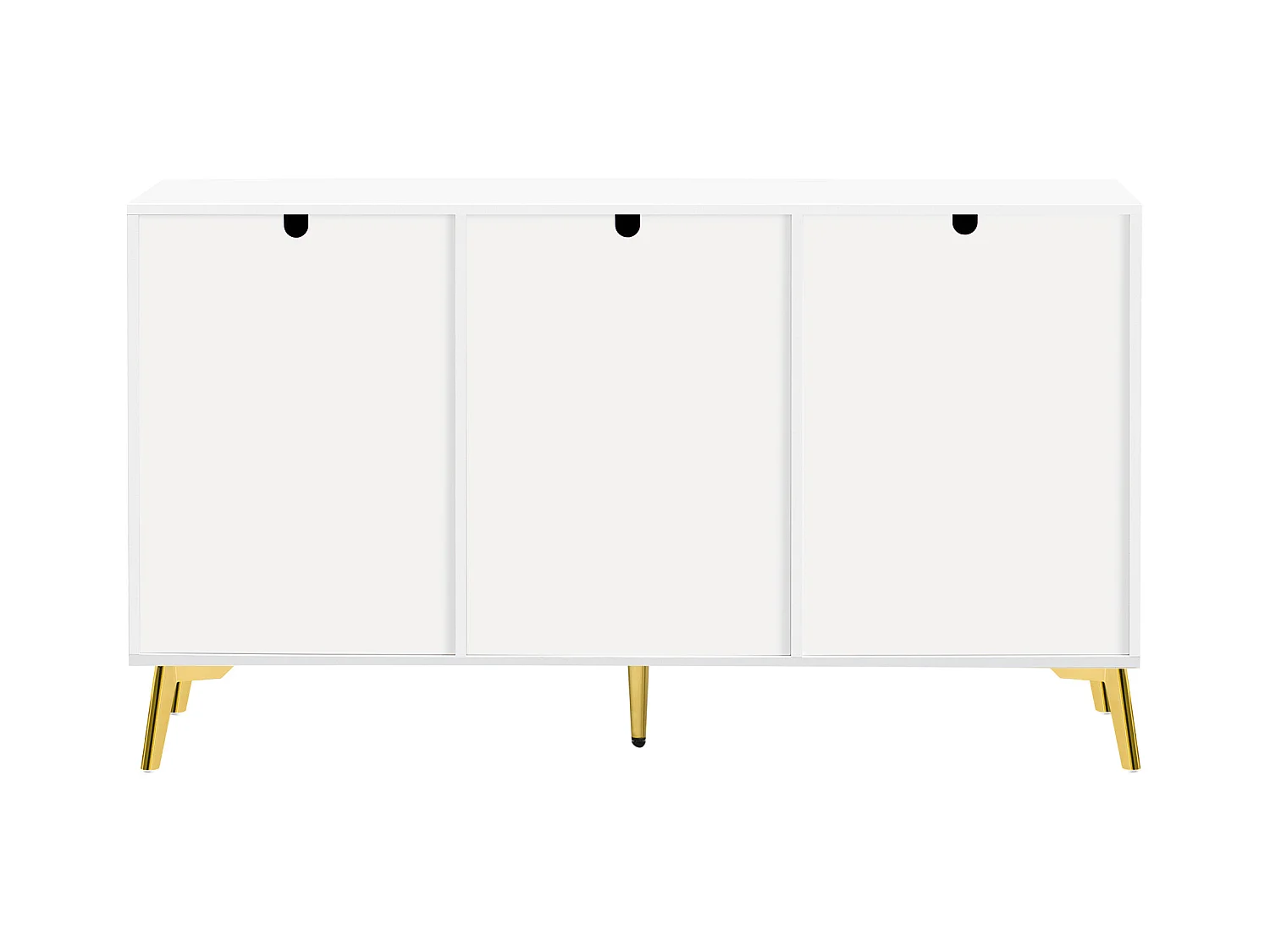 Buffet moderne avec 3 portes - 140 x 40 x 80 cm - MDF - pour salon ou cuisine - Blanc et or