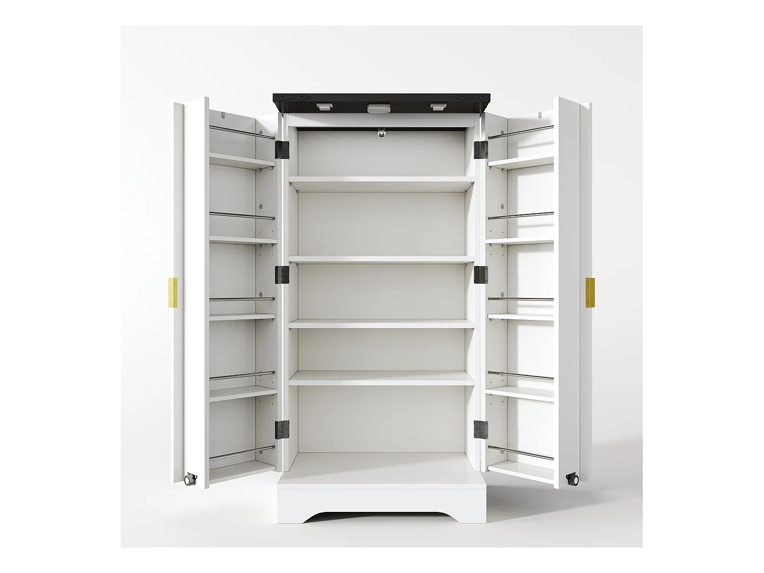 Aparador de cocina estilo rústico con 2 puertas y estantes ajustables, color blanco