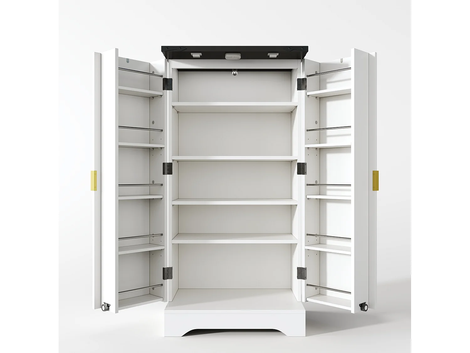 Buffet de cuisine de style maison de campagne - Armoire avec 2 portes, étagères réglables, Blanc