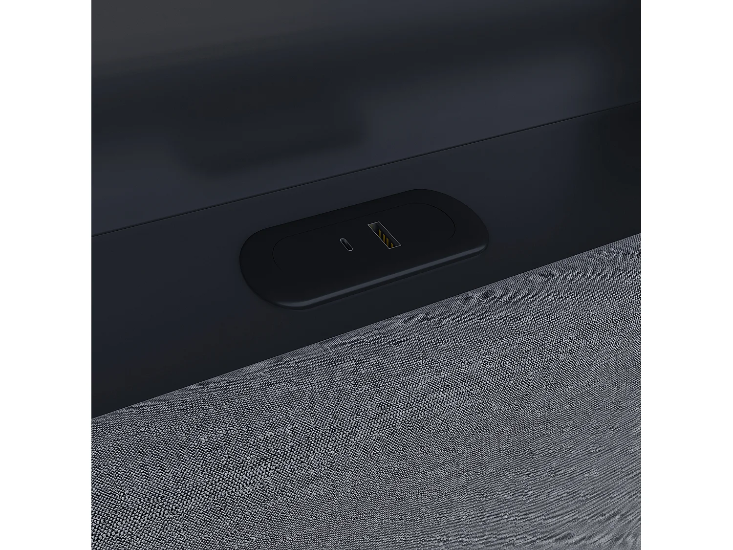 Lit Coffre Adulte 140×200cm en Tissu Gris - Avec Éclairage RGB + Ports USB/Type-C + Coffre Hydraulique - Sommier à Lattes - Gris