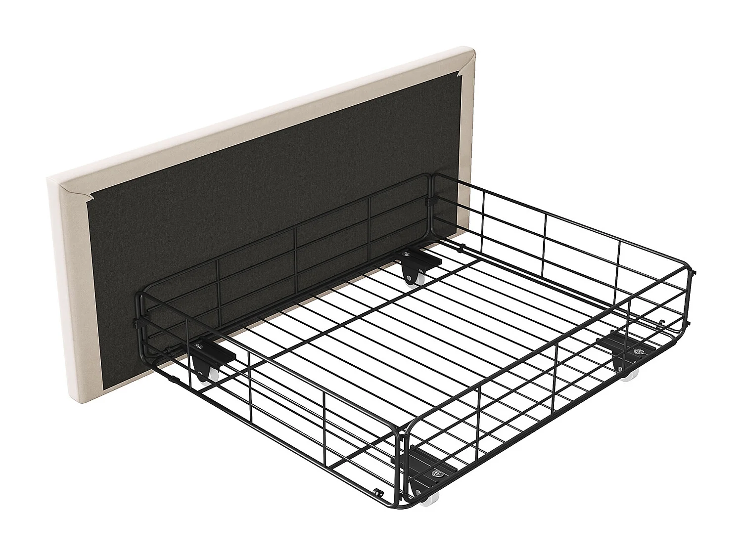 Łóżko Podwójne 160x200 z Przechowywaniem, LED RGB Sterowanie Aplikacją, Biała Skóra PU i Czarna Metalowa Rama, Nowoczesny i Przestronny Design