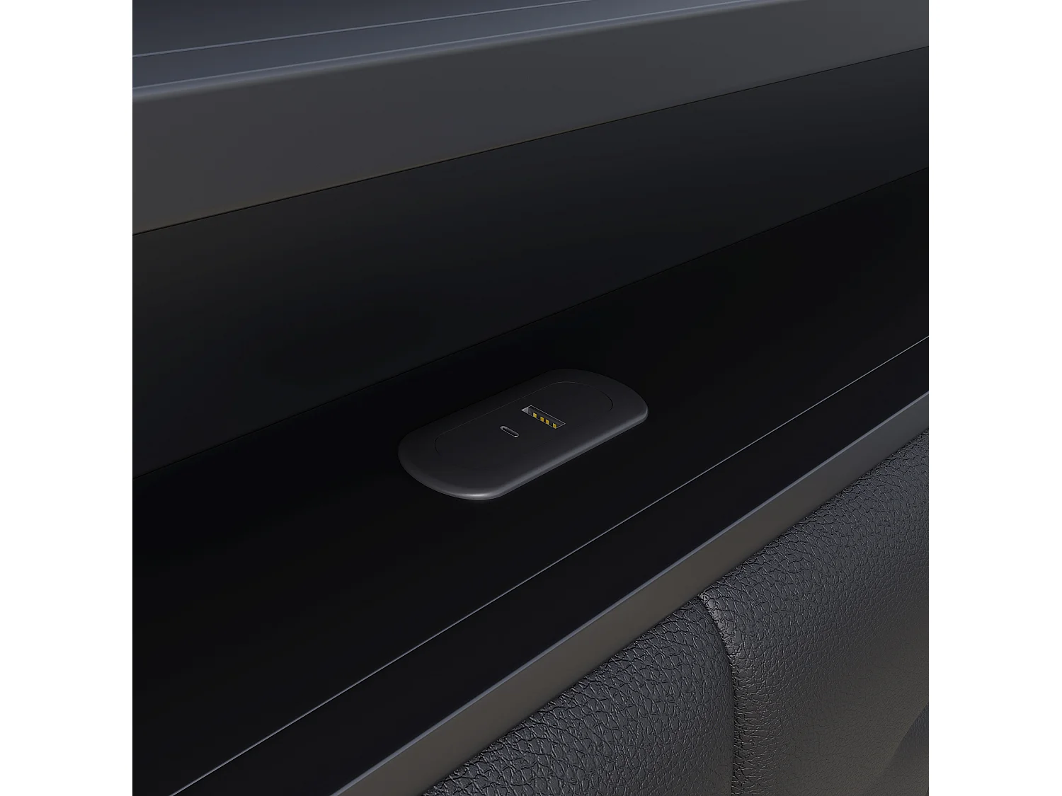 Lit Coffre Adulte 140×190cm En Simili Cuir - Avec Éclairage RGB + Ports USB/Type-C + Coffre Hydraulique - Sommier À Lattes - Noir