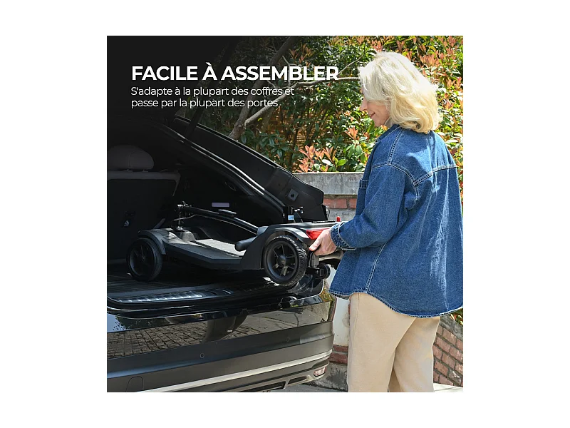 Scooter Movilidad Plegable 250W, LED/USB, 15KM Autonomía, Altura Ajustable, 136KG, Negro