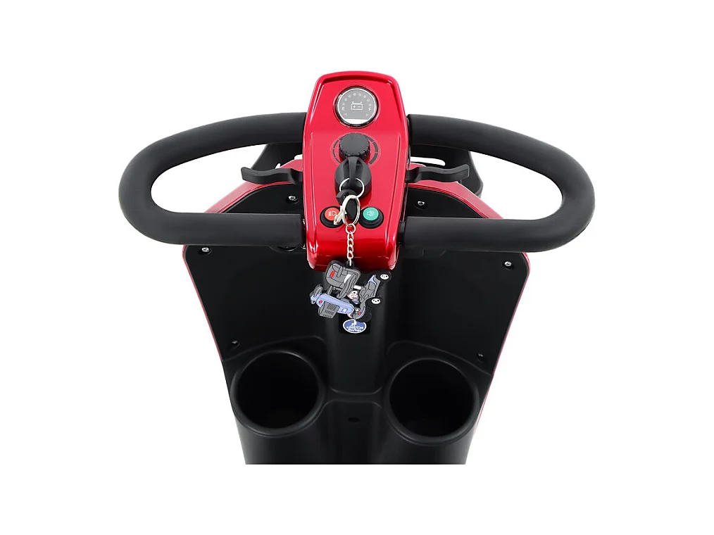 Patinete 4 Ruedas 300W Plegable, Portavasos/USB, Batería Extraíble, LED, 6KM/H, Adultos Mayor - Rojo