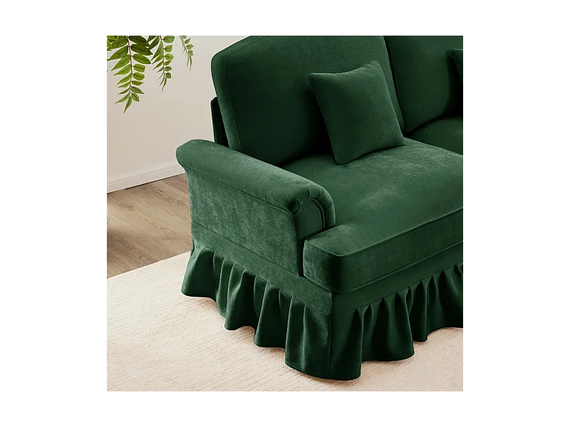 Sofá Cantinho Modular 4 Lugares em L - Chenille - Capa Removível e Puf - 350x140x93cm - Verde