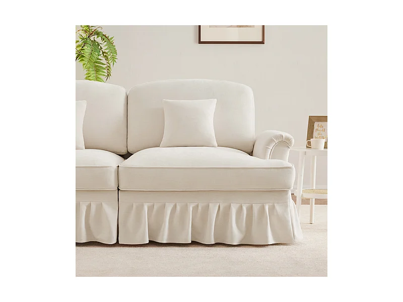 Sofá Cantinho Modular 4 Lugares em L - Chenille - Capa Removível e Puf - 350x140x93cm - Bege