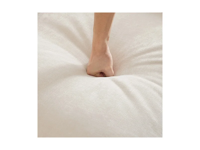 Lot de 2 canapé modulable en Chenille - 2+3 places - avec cantonnière amovible et 5 oreillers - 58cm profond - Beige