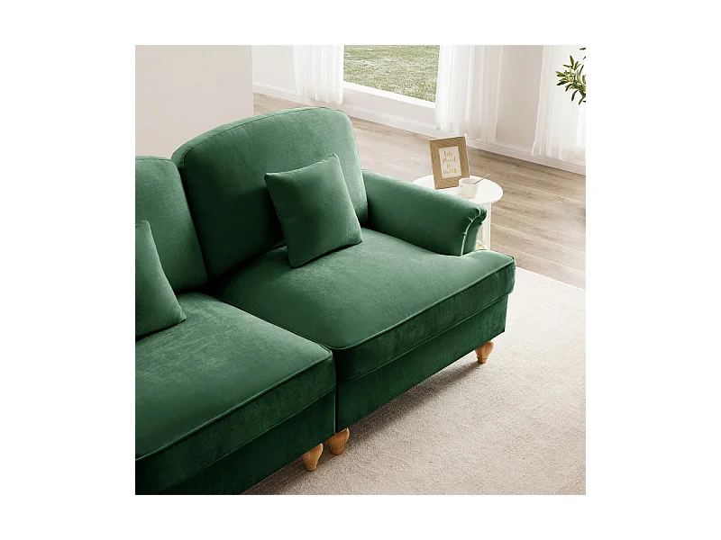 Sofá Cantinho Modular 3 Lugares Chenille - Capa Removível e Puf Móvel - 272x140x93cm - Verde