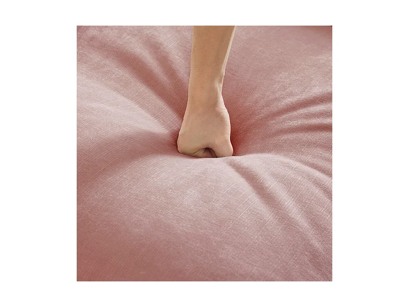 Lot de 2 canapé en Chenille - 2 places - avec cantonnière amovible et 4 oreillers - 194x83,5x93cm - Rose