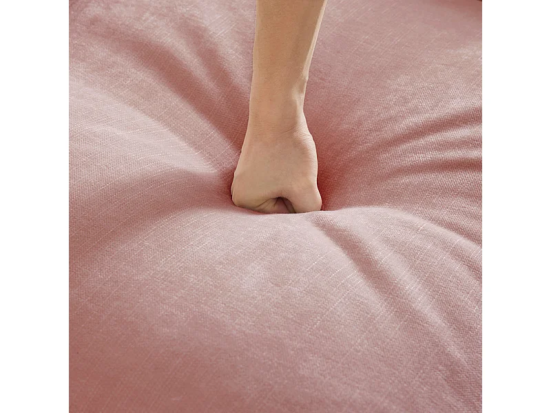 Lot de 2 canapé modulable en Chenille - 2+3 places - avec cantonnière amovible et 5 oreillers - 58cm profond - Rose