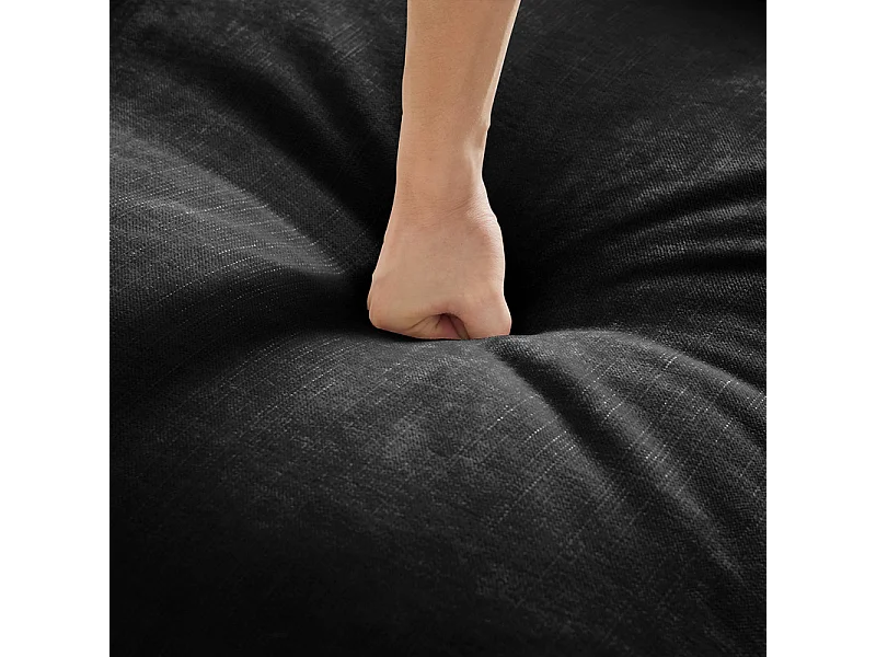 Canapé 4 places modulable en Chenille - avec cantonnière amovible et 4 oreillers - 350x83,5x93cm - Noir