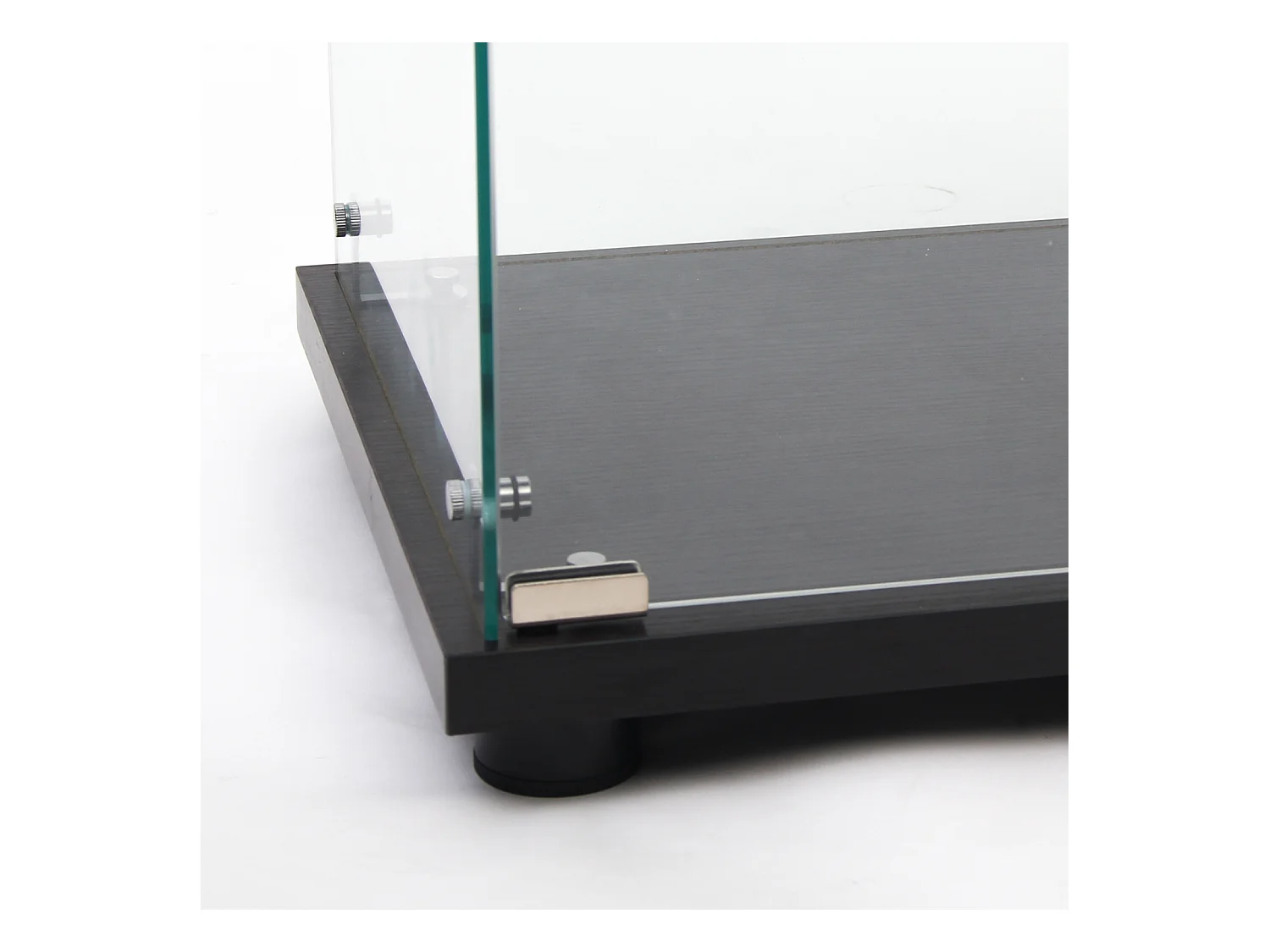 Vitrinekast van glas met 3 planken, enkele deur, vitrinekast voor woonkamer, slaapkamer, kantoor, zwarte glazen boekenkast op standaard, snelle installatie