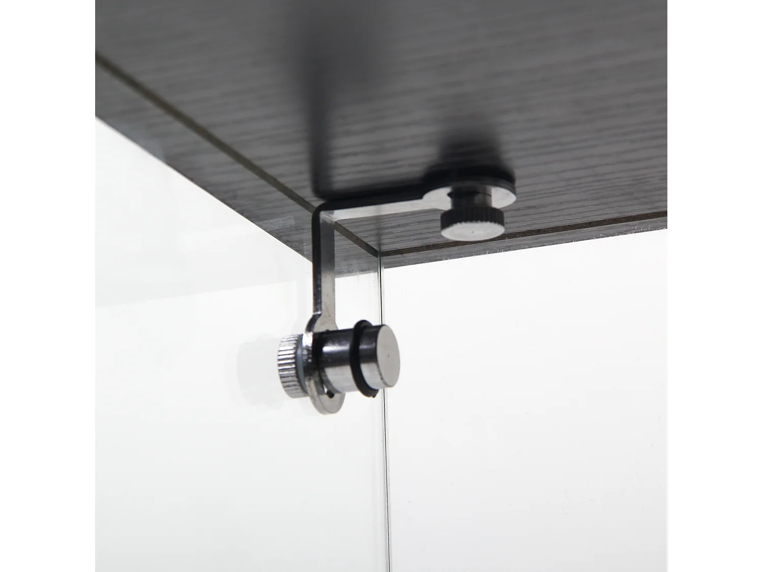 Vitrine de vidro com 3 prateleiras e porta única, estrutura preta elegante – ideal para sala, quarto ou escritório, com montagem rápida e estável