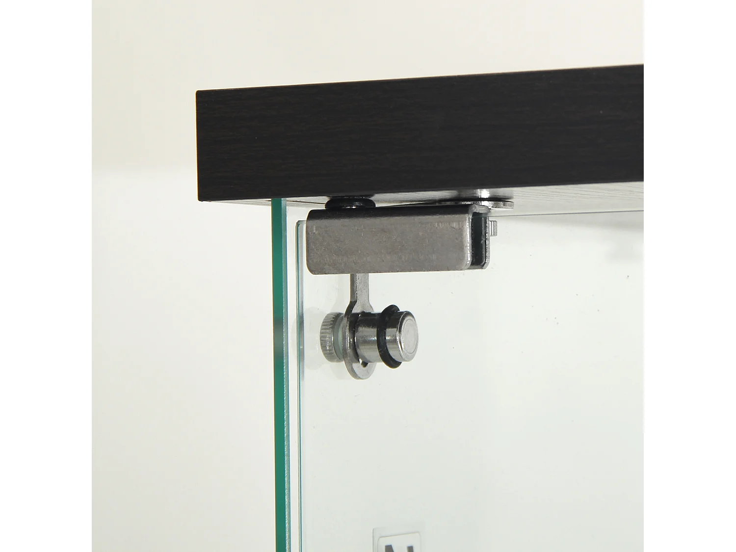 Vitrine en verre trempé à 2 niveaux avec porte, structure en métal noir et éclairage LED intégré – Design moderne et élégant