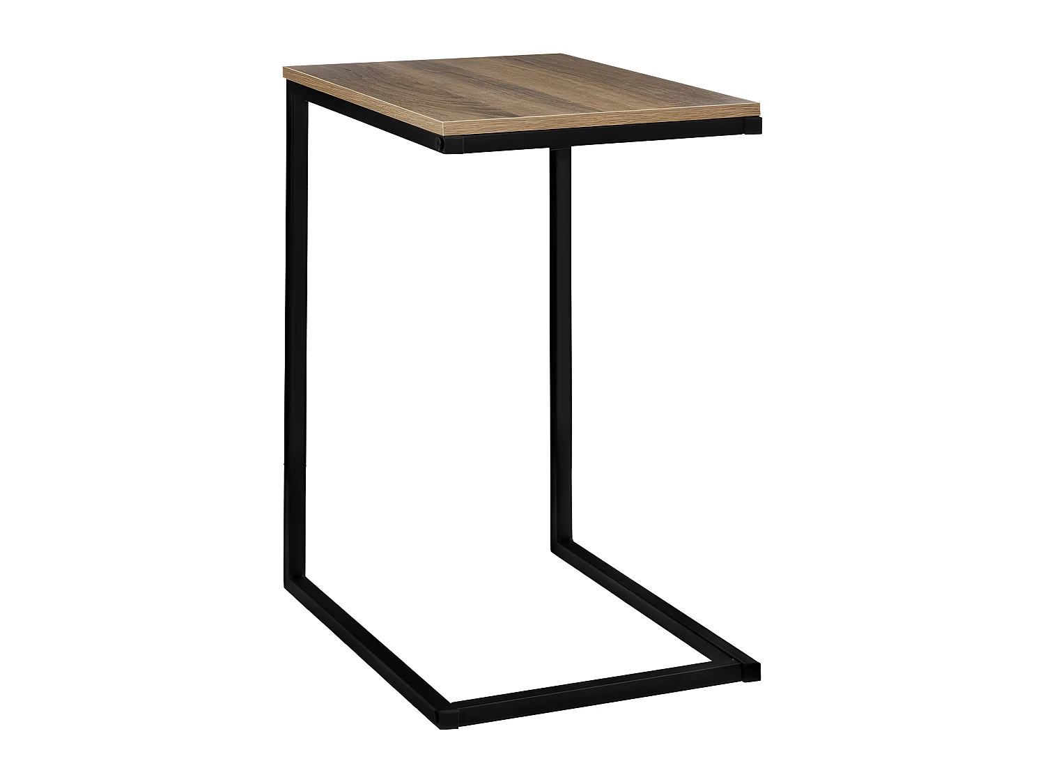 Bout de canapé en bois coloris naturel foncé et métal coloris noir - longueur 45 x Profondeur 35 x Hauteur 66 cm