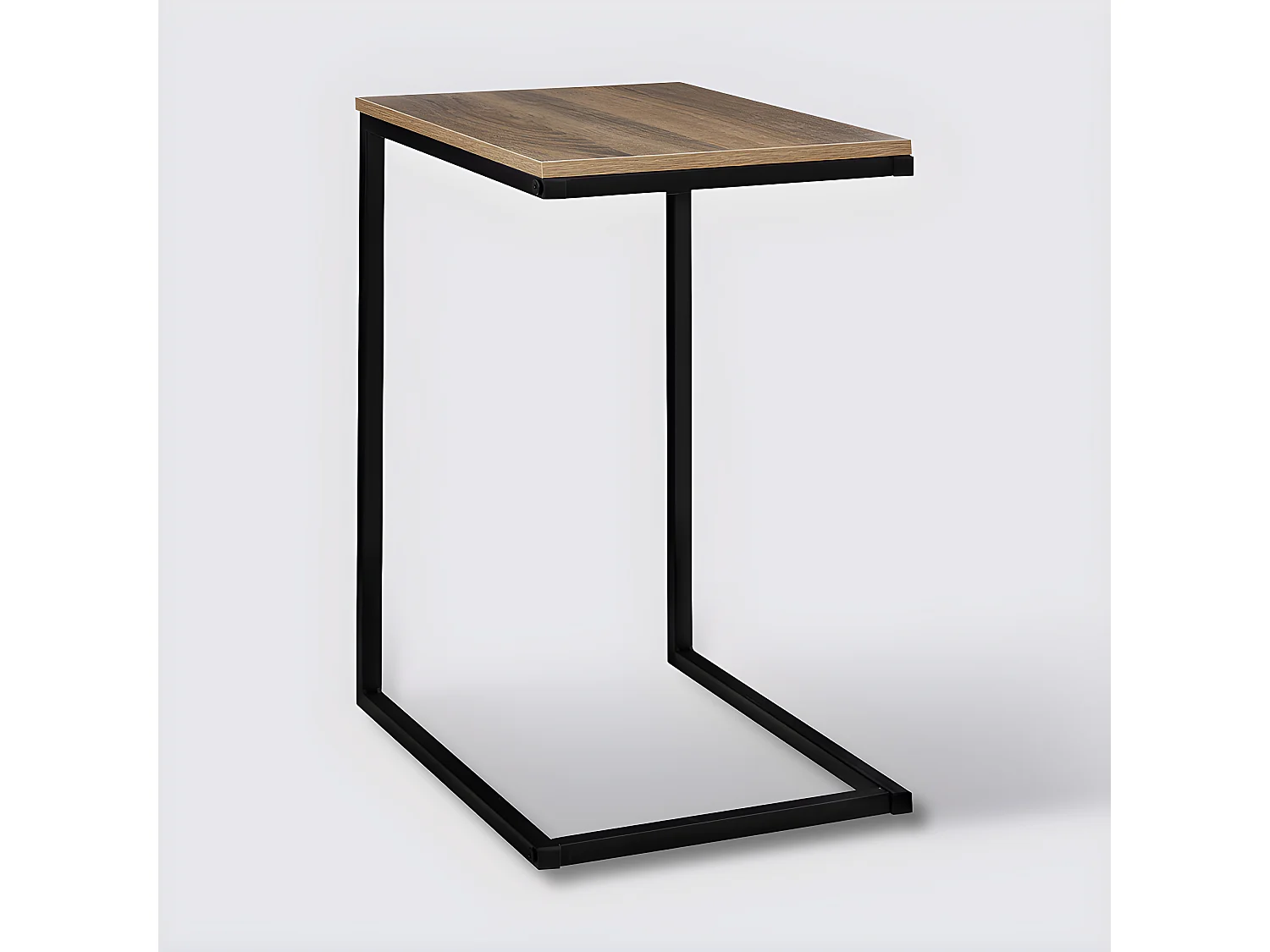 Bout de canapé en bois coloris naturel foncé et métal coloris noir - longueur 45 x Profondeur 35 x Hauteur 66 cm