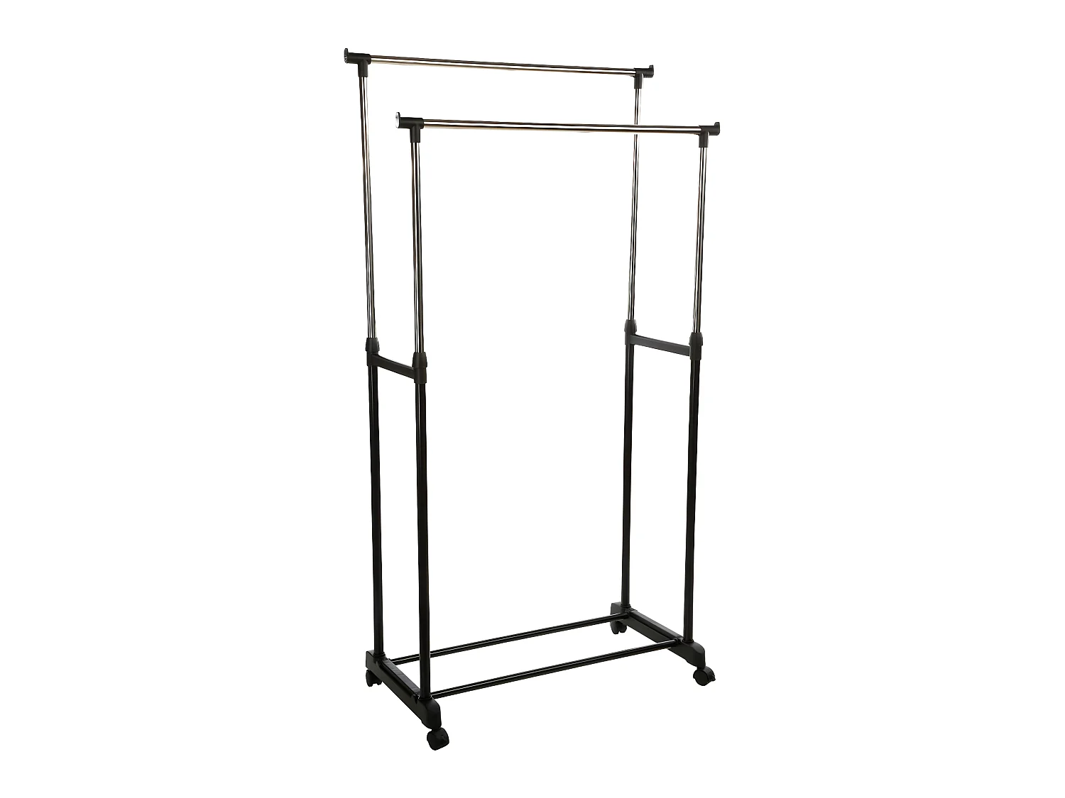 Portant à vêtements à roulettes doubles coloris noir - Longueur 80 x Profondeur 42 x Hauteur 170 cm