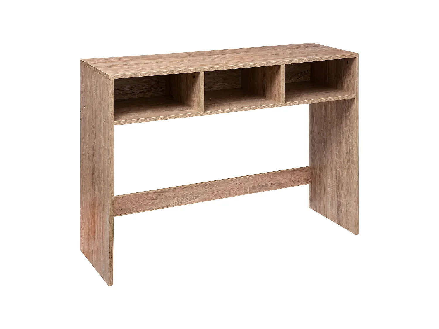 Table de console avec 3 cases en bois coloris naturel - longueur 102 x Profondeur 33 x Hauteur 75 cm