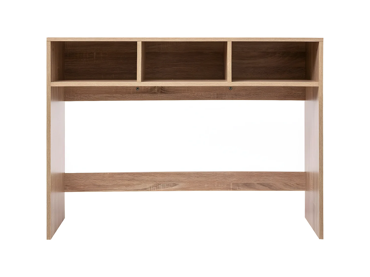 Table de console avec 3 cases en bois coloris naturel - longueur 102 x Profondeur 33 x Hauteur 75 cm
