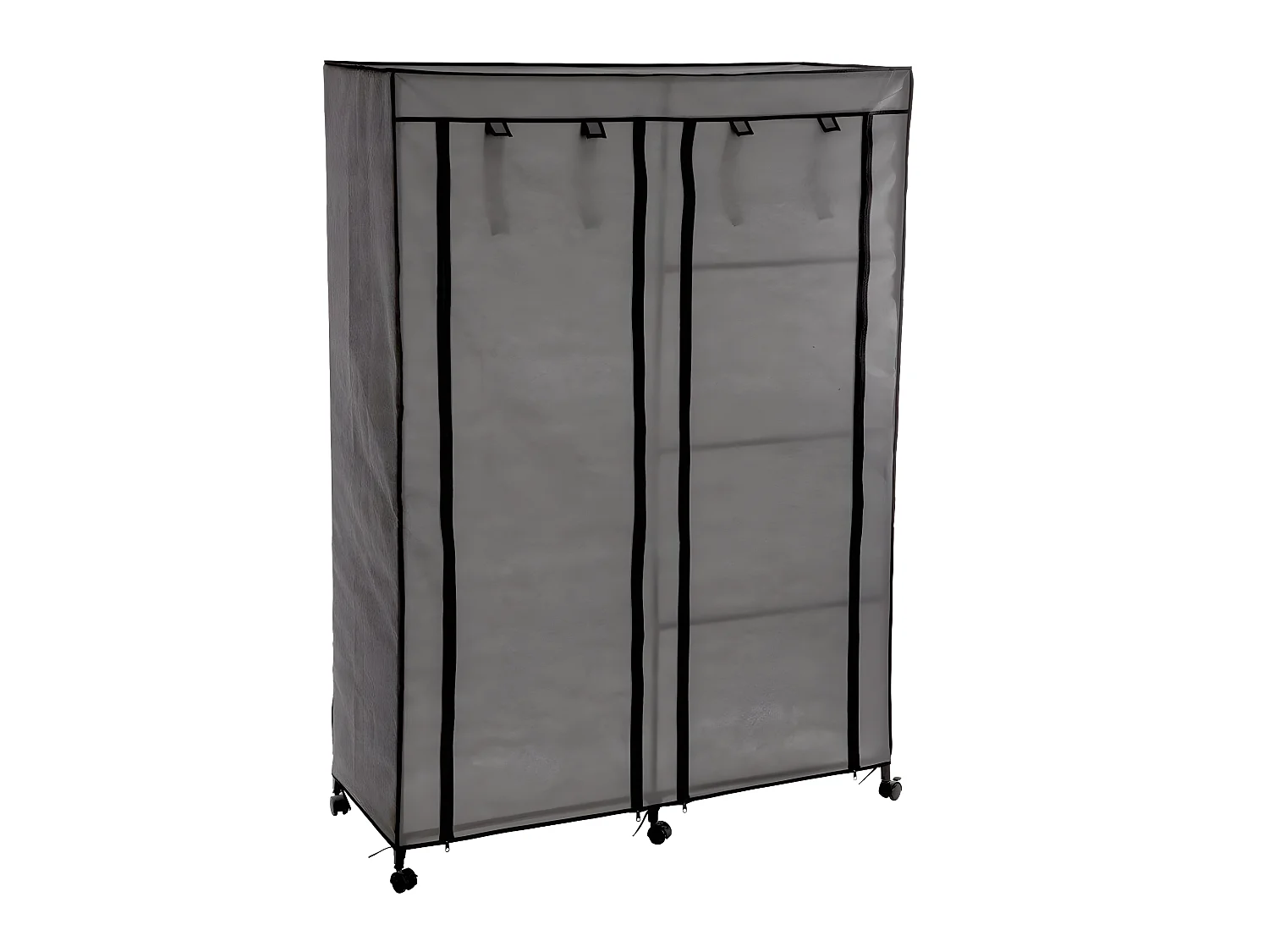 Armoire de rangement avec penderie sur roulettes coloris gris - Longueur 118 x Profondeur 49 x Hauteur 168 cm