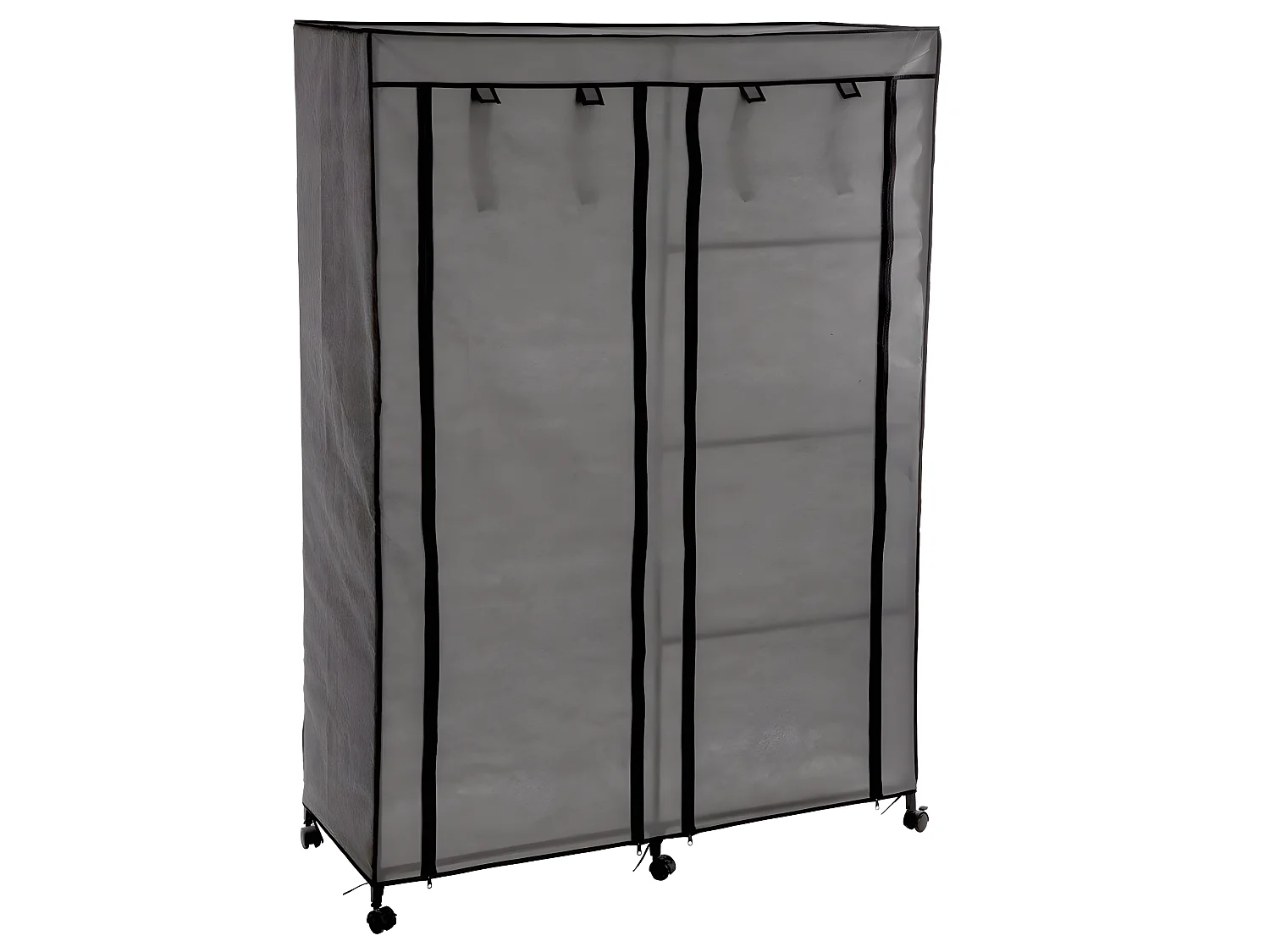 Armoire de rangement avec penderie sur roulettes coloris gris - Longueur 118 x Profondeur 49 x Hauteur 168 cm
