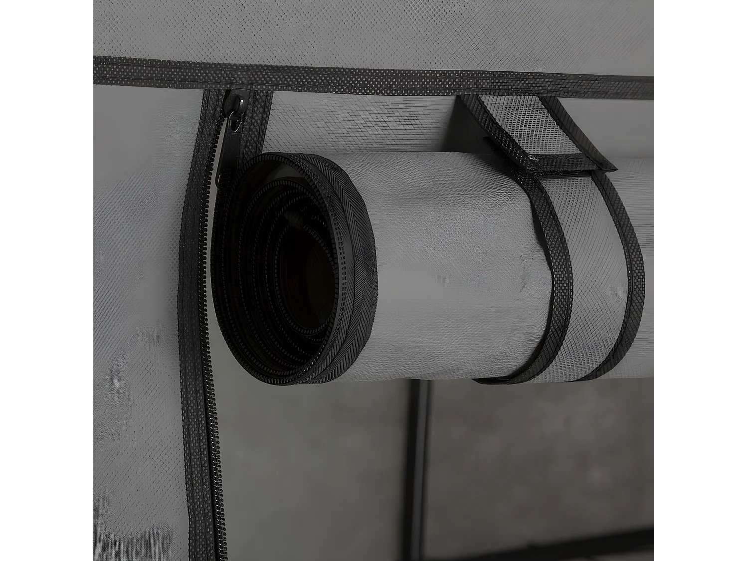 Armoire de rangement avec penderie sur roulettes coloris gris - Longueur 118 x Profondeur 49 x Hauteur 168 cm