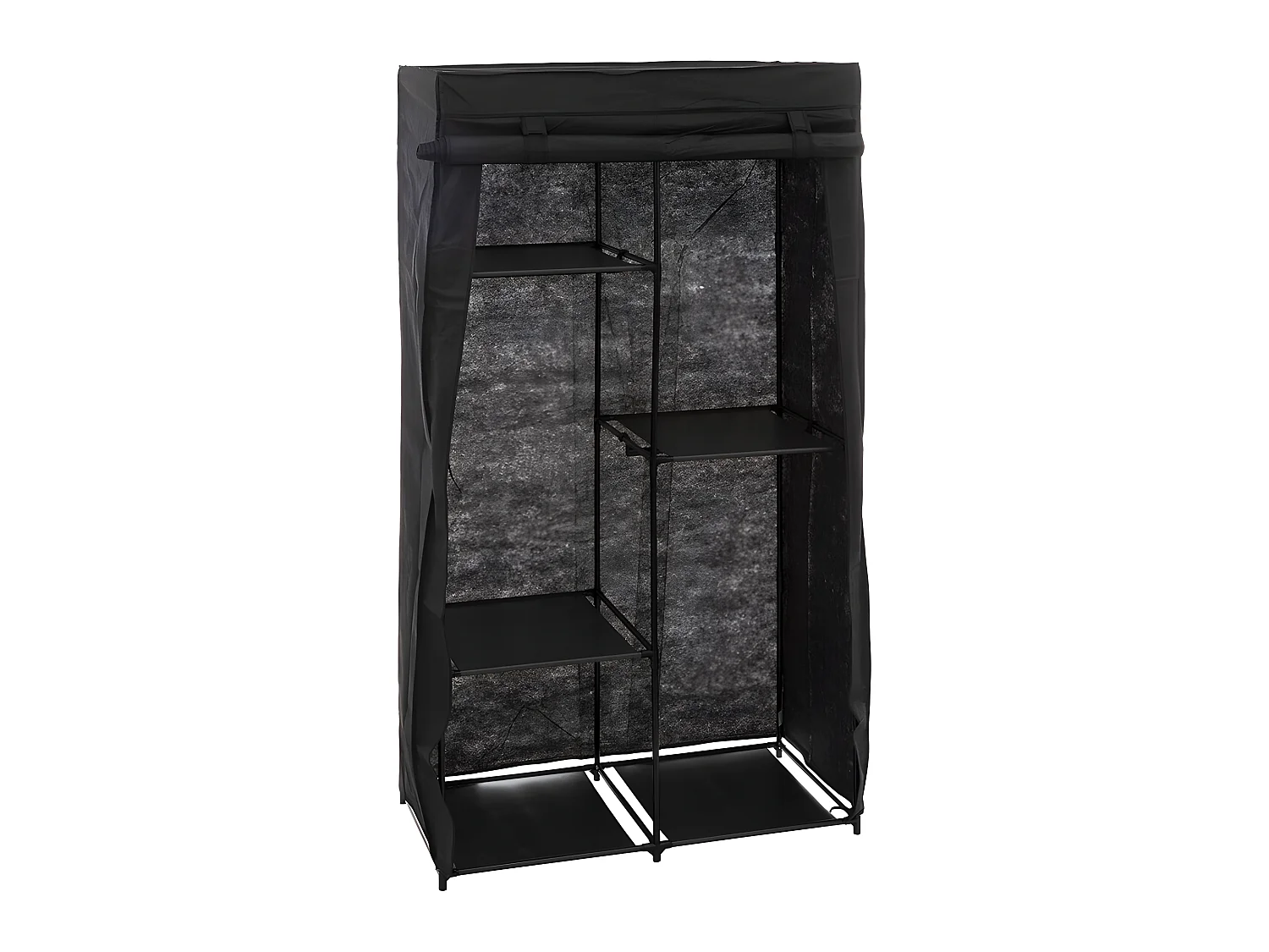 Armoire penderie modulable en tissu coloris noir - Longueur 88 x Profondeur 46 x Hauteur 169 cm