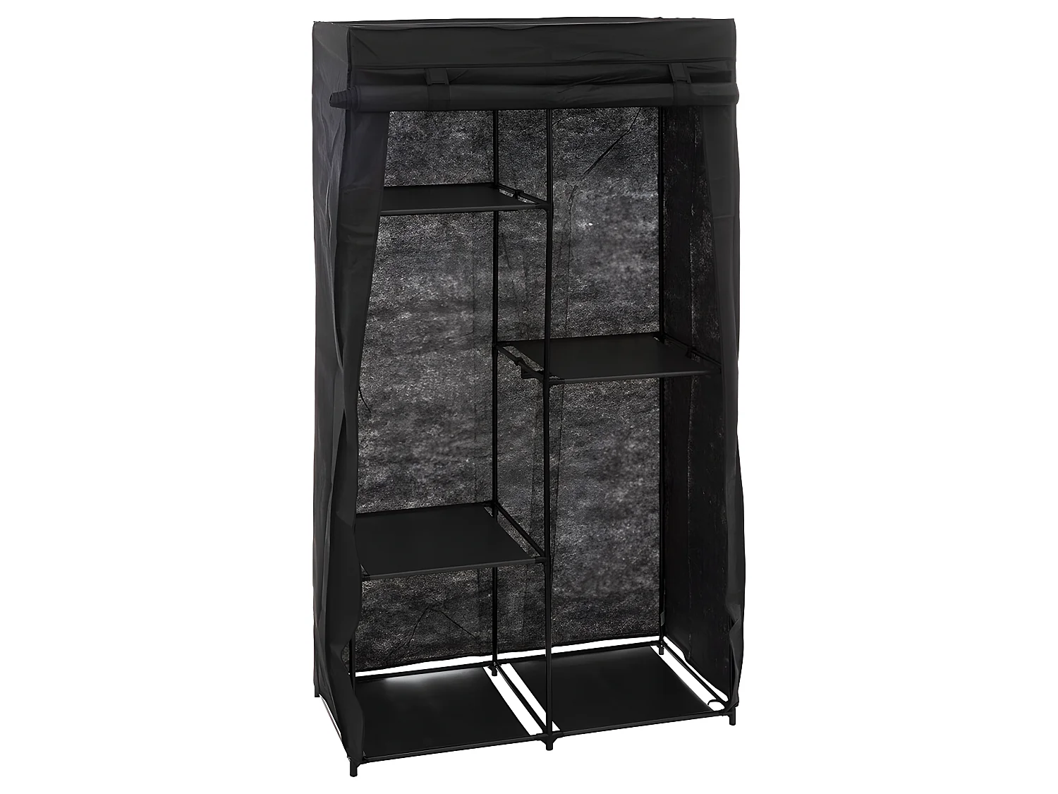 Armoire penderie modulable en tissu coloris noir - Longueur 88 x Profondeur 46 x Hauteur 169 cm