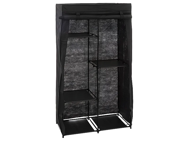 Armoire penderie modulable en tissu coloris noir - Longueur 88 x Profondeur 46 x Hauteur 169 cm