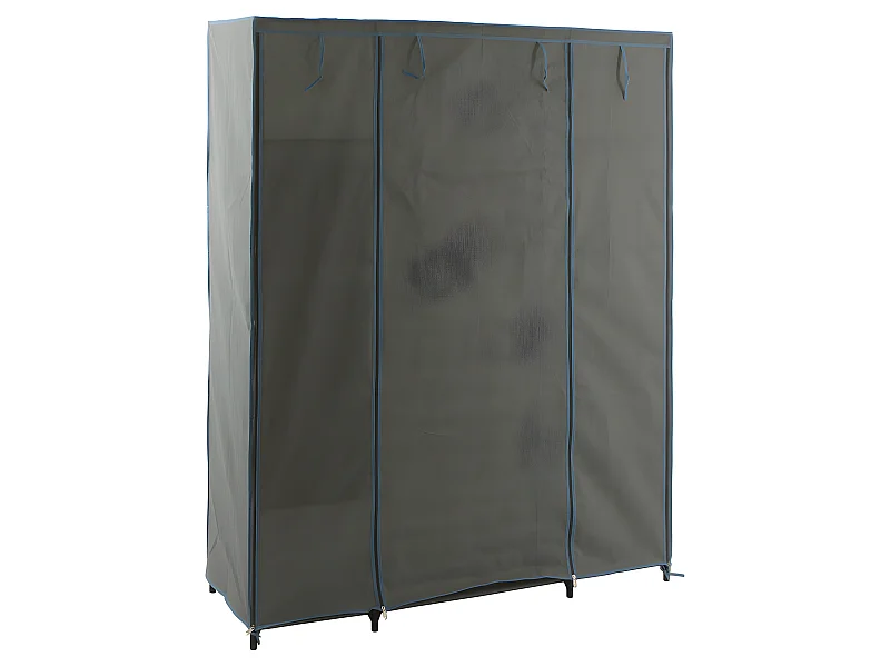 Armoire penderie avec 3 boîtes en tissu coloris gris anthracite - Longueur 133 x Profondeur 44 x Hauteur 170 cm