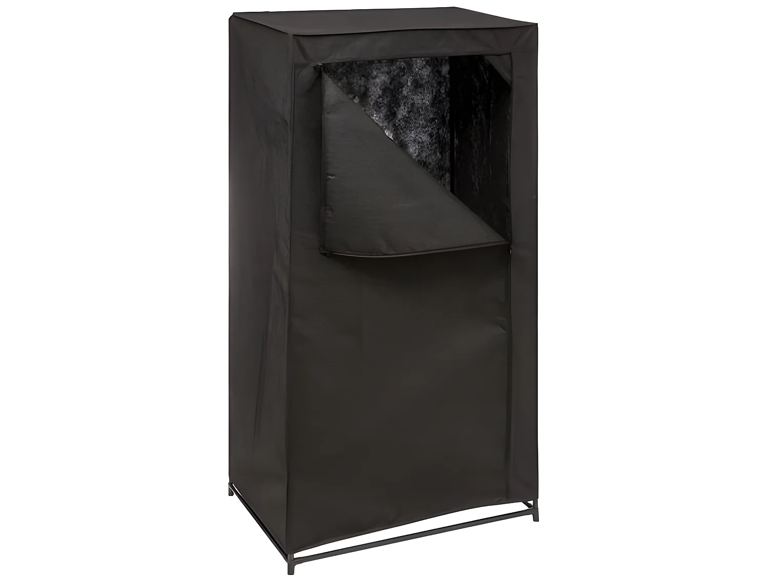 Armoire de rangement avec 1 penderie non tissé coloris noir - Longueur 70 x Profondeur 46 x Hauteur 148 cm