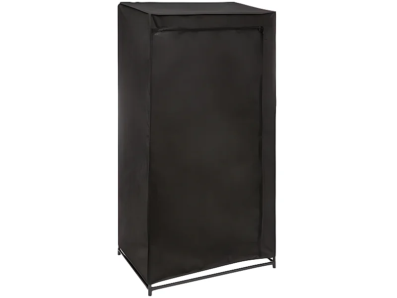 Armoire de rangement avec 1 penderie non tissé coloris noir - Longueur 70 x Profondeur 46 x Hauteur 148 cm