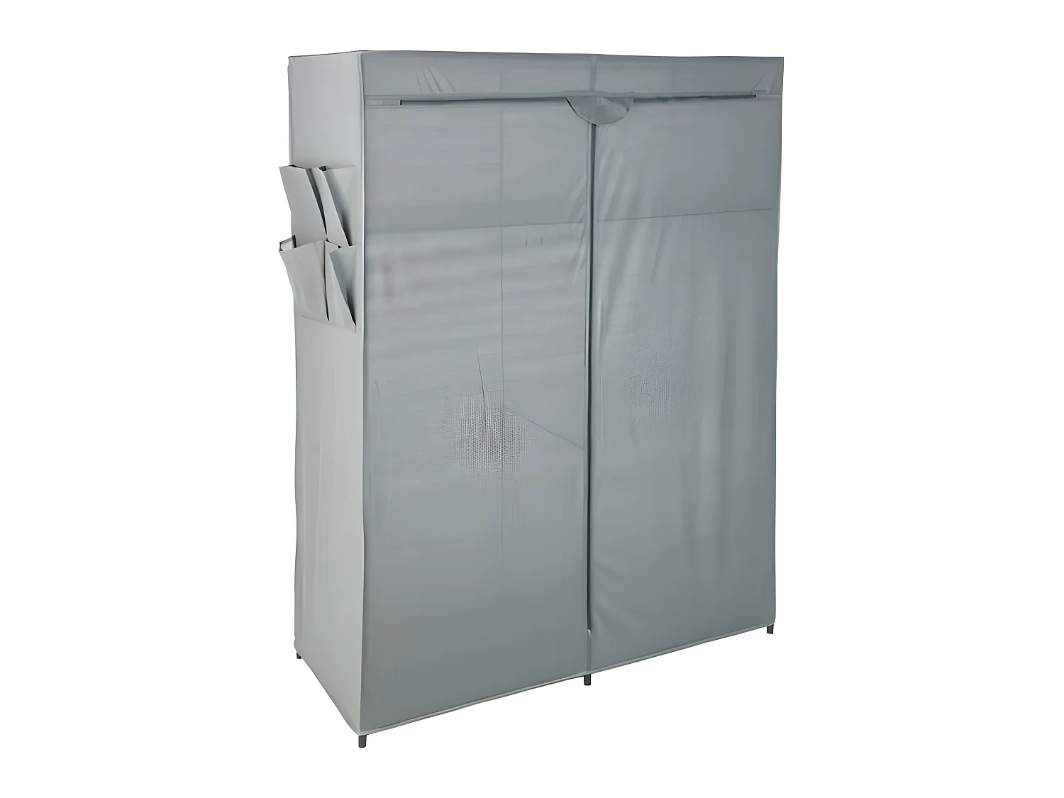 Armoire de rangement avec 2 penderies et 2 étagères coloris gris anthracite - Longueur 110 x Profondeur 46 x Hauteur 155 cm