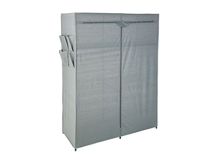 Armoire De Rangement Tissu Bonnlo 175cm - Penderie Et Étagères, Pliable, Gris - Idéale Petit Espace
